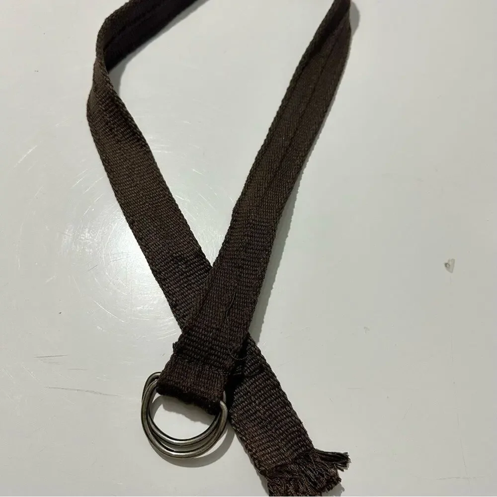 Classic Brown Canvas Belt with Silver Buckle Size 31-34 (1052)